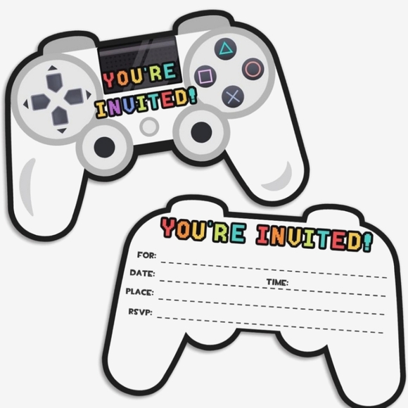 🍎 Nwt 25 Video Game Party Invitations Invite Cards w/ Envelopes - Picture 3 of 5